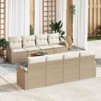 Tuinbankenset met kussen 9 pcs Beige poly rattan