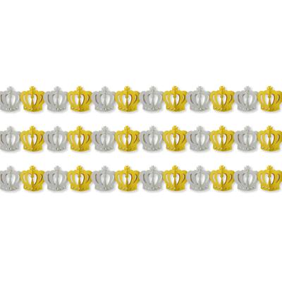 Slinger Kroontjes - 3x - 300 cm - goud/zilver - papier - versiering - feestslinger