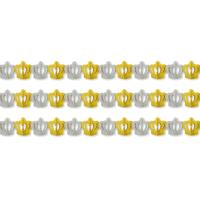 Slinger Kroontjes - 3x - 300 cm - goud/zilver - papier - versiering - feestslinger