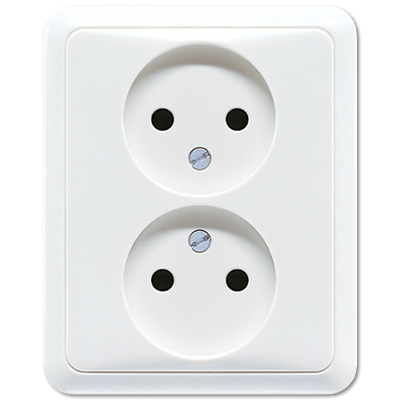 Jung CD500 2-voudige wandcontactdoos zonder randaarde creme