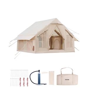 VEVOR Opblaasbare Kampeertent 4-6 Persoons Glamping Tent met Pomp 3x3x2.3m
