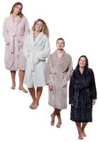 Ribcord badjas fleece - sjaalkraag - div. kleuren-xl/xxl-zwart