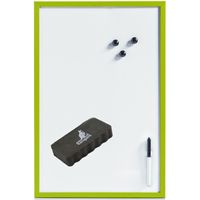 Magnetisch whiteboard/memobord met marker/wisser/magneten - 40 x 60 cm - groen - thumbnail