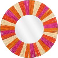 Wandspiegel bohemian - rond - roze/oranje - zeegras - Dia 58cm