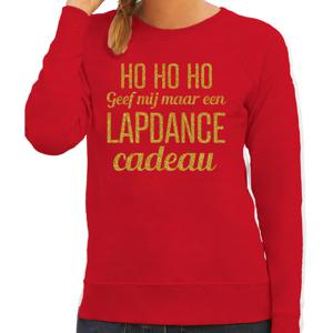 Foute kersttrui/sweater voor dames - Hohoho lapdance cadeau - rood - glitter goud