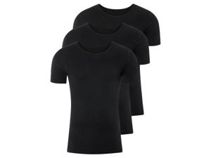 LIVERGY Herensinglets fijn rib, 3-pack (Ronde hals, L, Zwart)
