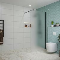 Fortifura Galeria inloopdouche - 100x200cm - mat glas - wandarm - mat zwart SW797927/SW797905