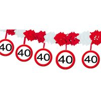 40 jaar verjaardag feest slingers met stopborden van 4 meter - thumbnail