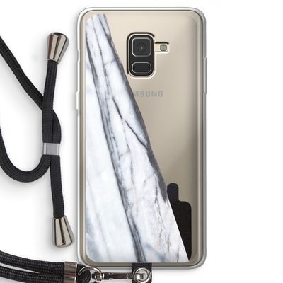 Gestreepte marmer: Samsung Galaxy A8 (2018) Transparant Hoesje met koord