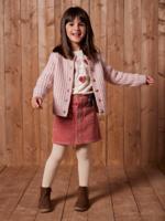 Fluwelen rok met knopen met sierstrik oudroze