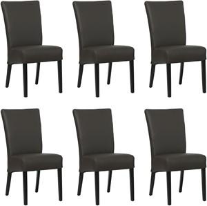 Set van 6 Donkerbruine leren landelijke eetkamerstoelen Just - Toledo Leer Caffe (donkerbruin leer)