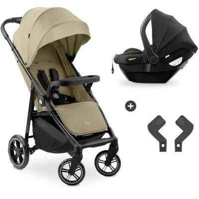 HAUK - 2-in-1 Shop N Care reisset - kinderwagen + autostoel + adapters - 4 wielen - olijfgroen