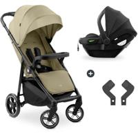 HAUK - 2-in-1 Shop N Care reisset - kinderwagen + autostoel + adapters - 4 wielen - olijfgroen