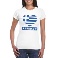 Griekenland hart vlag t-shirt wit dames 2XL  - - thumbnail