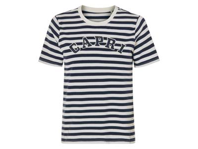 esmara Dames T-shirt (Donkerblauw/wit/gestreept, S (36/38))