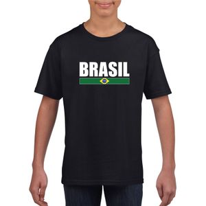 Zwart / wit Brazilie supporter t-shirt voor kinderen XL (158-164)  -