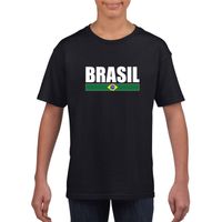 Zwart / wit Brazilie supporter t-shirt voor kinderen XL (158-164)  - - thumbnail
