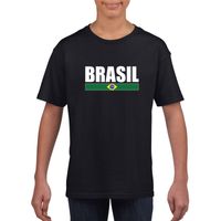 Zwart / wit Brazilie supporter t-shirt voor kinderen