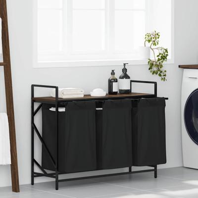 Wasmand 3 vakken met plank bruin eikenkleurig