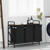 Wasmand 3 vakken met plank bruin eikenkleurig