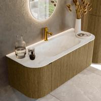Badmeubel Mondiaz Kurve-Dlux | 120 cm cm | Meubelkleur Dusk | Wastafelkleur Opalo | Solid surface | Wasbak midden spoelbak | 1 kraangat