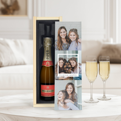 Champagne in bedrukte kist - Piper Heidsieck Brut (375ml)