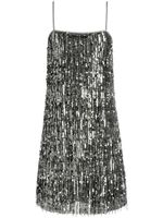 alice + olivia robe courte Chicago à franges brodées de sequins - Argent