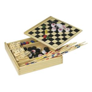 Houten 5-in-1 spellenset - Dammen - Schaken - Domino - Mikado - Ludo - Reisspellen