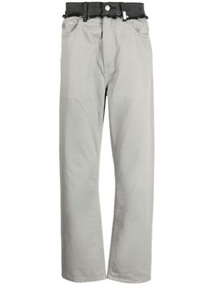 izzue pantalon droit effiloché à taille basse - Vert