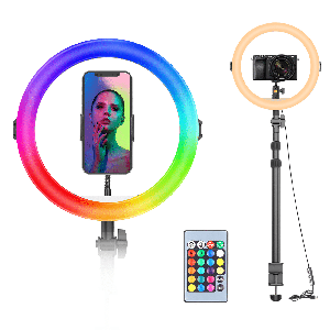 VIJIM K10 RGB Desktop Ringlamp met uitschuifbaar statief en tafelklem