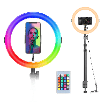 VIJIM K10 RGB Desktop Ringlamp met uitschuifbaar statief en tafelklem