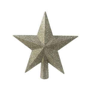 Kunststof ster piek/kerstboom topper met glitters mos groen 19 cm   -