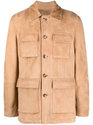 Brunello Cucinelli veste à boutonnière en daim - Tons neutres