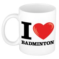 I Love Badminton cadeau mok / beker 300 ml   - - thumbnail