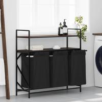 VidaXL Wasmand 3 vakken met planken bruin eikenkleurig