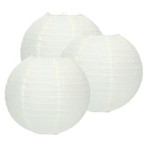 Luxe bol feest lampion - Pakket van 12x stuks - wit - dia 25 cm - papier