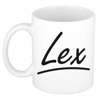 Lex Naam koffiemok - beker - met sierlijke letters - wit - 300 ml - Cadeau - Heren