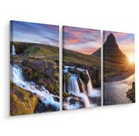Schilderij - Kirkjufell, Kerkberg, berg in IJsland, 3 luik, premium print - thumbnail