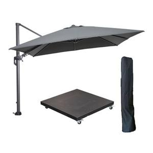 Garden Impressions Hawaii zweefparasol 3x3m d. grijs met voet en hoes