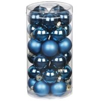 60x stuks kleine glazen kerstballen diep blauw 4 cm - thumbnail