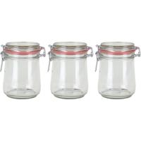 Weckpot/inmaakpot - 3x - glas - 720 ml - met beugelsluiting - transparant