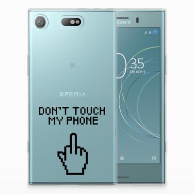 Sony Xperia XZ1 Compact Silicone-hoesje Finger Don't Touch My Phone Sony Xperia XZ1 Compact Silicone-hoesje Finger Don't Touch My Phone