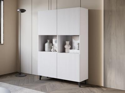 Hoge commode FUKETTE 4 deuren 120 cm wit