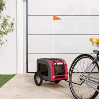 Hondenfietstrailer oxford stof en ijzer rood en grijs