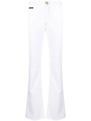 Philipp Plein jean évasé à taille haute - Blanc