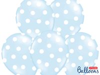 Ballon baby blauw pastel met witte stippen 6 stuks