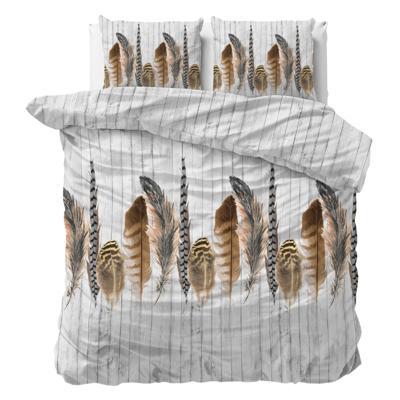 Dekbedovertrek Urban Feathers - Tweepersoons (200x200 cm) - Groen Polyester-katoen - Dessin: - Sleeptime Classy - Dekbed-Discounter.nl