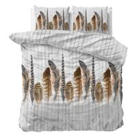 Dekbedovertrek Urban Feathers - Eenpersoons (140x200 cm) - Groen Polyester-katoen - Dessin: - Sleeptime Classy - Dekbed-Discounter.nl