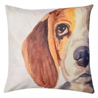 Clayre & Eef Kussenhoes 43*43 cm Bruin, Geel, Wit Polyester Vierkant Hond Sierkussenhoes Kussen hoes Bruin