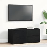 TV-kast met lade Zwart Eiken 80 x 34 x 36 cm Bewerkt hout